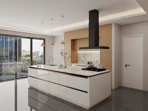 Gabinetes de Cocina Modernos de Estilo Europeo con Acabado en Melamina en Tonos Blanco y Madera - Product Image 2