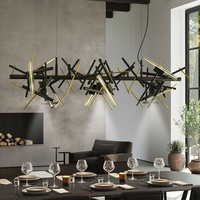 Lampe suspendue longue en métal style italien, design créatif en forme de branche d'arbre, luminaire décoratif personnalisé de luxe pour table de salle à manger