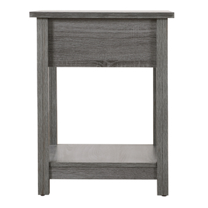 Chic Gray Contemporary Nightstand With <b>Drawer</b> And Shelf <b>For</b> Bedroom <b>Storage</b> - Product Image 4