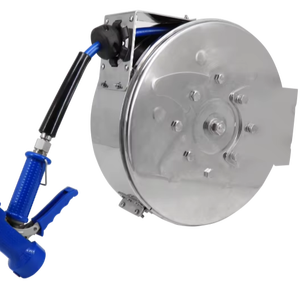 Enrollador de Manguera de Aire Retráctil de Alta Presión Moderno, de Acero Inoxidable 304, Doble, Montado en la Pared - Product Image 1