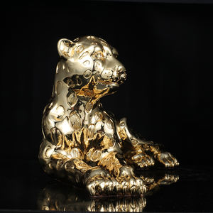 Accesorios de decoración nórdica para el hogar, escultura artesanal de resina de tigre dorado y plateado, estatua de leopardo de animales de resina - Product Image 4