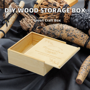 กล่องไม้ธรรมชาติทรงสี่เหลี่ยมผืนผ้า ฝาเลื่อน งานขัดเงา สำหรับงานฝีมือ DIY ของขวัญงานแต่งงาน งานคริสต์มาส งานปาร์ตี้ ใส่เครื่องประดับ - Product Image 2