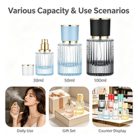 Flacon pulvérisateur de parfum vide en verre côtelé avec logo personnalisé, rechargeable, pour l'emballage de parfum