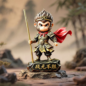 Affenkönig Sun Wukong Figur mit Goldener Rüstung und Rotem Umhang, Statue für Eingangsbereich, Wohnzimmer, Büro, Einweihungsgeschenk - Product Image 5