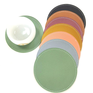 Huashanqi Solid Color Leather Insulated Coffee Coasters Non-Slip Waterproof and Oil-Proof Cushion Promotional Business Gifts