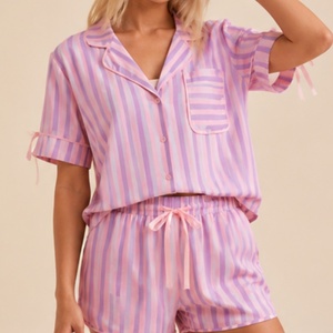Wholesale Elegant Classic Fashionable Cotton Stripe Pijama Women's <strong>Pajamas</strong> Sets Breathable Stylish <strong>Christmas</strong> Plus Size Sleepwear - Product Image 2