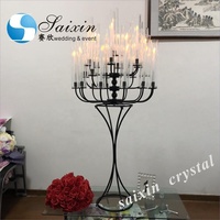 ZT-361 Décoration internationale 25 bras mariage candélabres en métal avec cylindre en verre