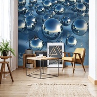Minimaliste 3D peinture murale chambre lavable 3d papier peint boule en acier inoxydable