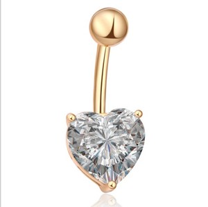 Anello per ombelico in acciaio chirurgico con zircone rotondo con stella quadrata in acciaio - Product Image 1