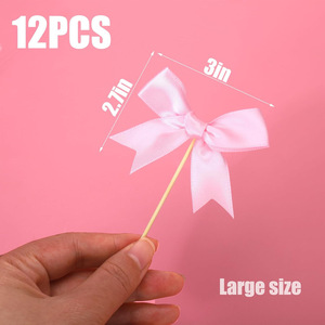Pink Bow Cupcake Decorations Reusable Birthday Party Cake Toppers for Girls Child Events - Product Image 4