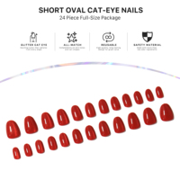 AIERFEI 24 pièces Faux ongles en gel effet œil de chat pailleté, qualité professionnelle de salon, à presser, en gros d'usine, motifs de mariage