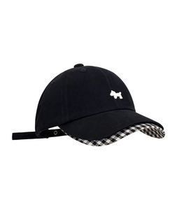 Gorra de Béisbol Bordada con Diseño de Cachorro, Estilo Vintage con Ribete a Cuadros, Parte Superior Suave, Ajustable, Unisex, Casual, Tipo Dad Hat - Product Image 1