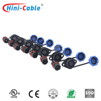 Adaptor Steker Penerbangan Tahan Air Hinicable Power IP68 LD13 LD20 Male Female Docking 2/3 Core 5A/10A 250V PA66 Housing Kuningan