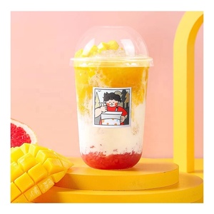 Custom <span class=keywords><strong>Cute</strong></span> Logo Printing Limpar Descartável Em Forma De U Copo De Plástico Copo De Sobremesa De PET 12oz 16oz 22oz Copos De Suco De Café Com Tampa - Product Image 5