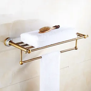 Античная вешалка для полотенец для ванной комнаты с белым затенением и черным узором