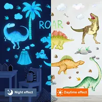Autocollants muraux dinosaures en PET/PVC autocollants, phosphorescents, en vinyle, effet aquarelle, grands, amovibles