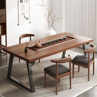 Ensemble table et chaises de style chinois moderne, table à thé minimaliste avec grande planche pour la maison, le bureau ou le balcon
