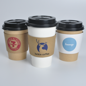 Mangas de taza de café de papel Kraft helado de bebida caliente negra desechable con aislamiento liso de marca con logotipo impreso personalizado - Product Image 6