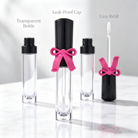 Tubes de gloss à lèvres vides uniques et mignons avec nœud et capuchon papillon, 8 ml, en plastique, pour emballage de gloss