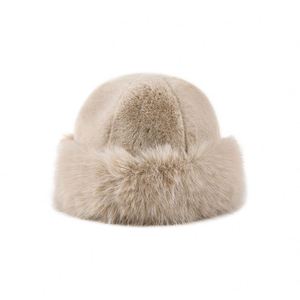 Chapeau bob d'hiver style coréen, décontracté et chaud, en fausse fourrure de vison, couleur unie, en tissu pelucheux - Product Image 3