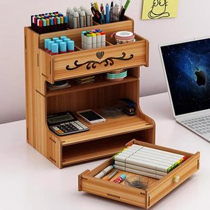 Organisateur <span class=keywords><strong>de</strong></span> <span class=keywords><strong>bureau</strong></span> en bambou <span class=keywords><strong>DIY</strong></span> avec tiroir, porte-stylos, boîte <span class=keywords><strong>de</strong></span> rangement pour <span class=keywords><strong>bureau</strong></span> - Product Image 5