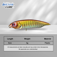 MISTER LURE 6cm 5g Leurre dur en plastique ABS, effet crayon, yeux 3D holographiques, pour technique Walk the Dog, Stickbait, Leurre de pêche