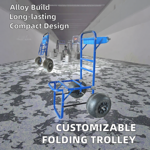 Настраиваемая портативная алюминиевая складная тележка-платформа со стальной рамой и колесами-баллонами для серфбордов и рыбалки, для ручных тележек и транспортных средств - Product Image 2