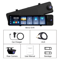Monitor Mobil 11 Inci 1080p dengan Kamera Belakang 1080p, Carplay Mirror & Android Auto, Dash Cam Depan dan Belakang