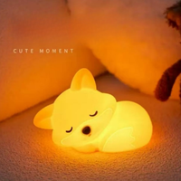 Lampe de nuit en silicone doux au toucher en forme de renard, rechargeable par USB, avec contrôle tactile, lampe d'ambiance de chevet, décoration de bureau créative, cadeau pour la famille et les amis