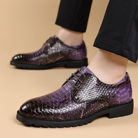 Chaussures à lacets en PU à bout pointu pour hommes, grandes tailles, motif serpent, style décontracté et professionnel, pour le commerce transfrontalier