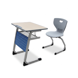 High Quality Modern Design Single Student Desk and <b>Chair</b> Classroom Colorful Wooden Furniture With Hooks for Children PT-105B Sch - Product Image 1
