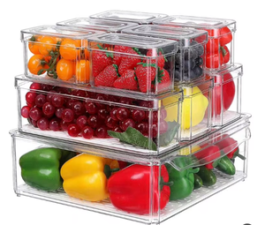 Organisateur de réfrigérateur en plastique transparent pour animaux de compagnie bacs de rangement techniques d'injection cuisine nourriture légumes Fruits réfrigérateur boîte de rangement - Product Image 1