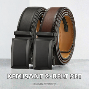 ชุดเข็มขัดลำลองผู้ชายแบบ 2 ชิ้น หัวเข็มขัดโลหะผสม อัตโนมัติ กว้าง 35 มม. พร้อมกล่องของขวัญ ปรับขนาดได้ (สีดำ/สีน้ำตาลอ่อน 120 ซม. 48-56 นิ้ว) - Product Image 2