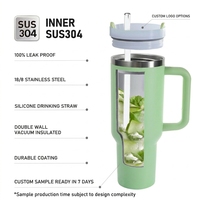 Vente en gros de gobelets isothermes en acier inoxydable de 40 oz et 30 oz avec poignée, compatibles avec les porte-gobelets de voiture, logo personnalisé, fournisseur d'usine en gros