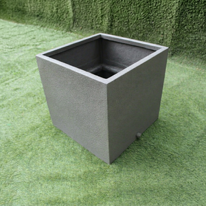 Modern <b>Square</b> FRP Planter Grey Rough dotted Outdoor Garden Flower <b>Pot</b> Classic Style Durable Lightweight Floor Hand Carved - Product Image 1