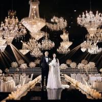Nouvelle lampe suspendue en acrylique pour salle de mariage, lustre en cristal argenté électroplaqué, décoration, suspension en chaîne de cristal