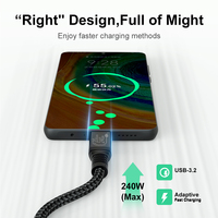 Accessoires de téléphone U4 Nylon Tressé Coude à 90 Degrés Charge Rapide Cabo Usbc Support 4K60HZ Audio Vidéo 240W USB C Câble de Données