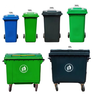 Contenedor de basura industrial de 120 240 360 litros personalizado al por mayor cubo de basura de plástico con ruedas - Product Image 1