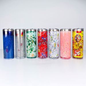 20Oz Stainless Steel <b>Double</b> <b>Walled</b> Snow Globe Tumbler Skinny Straight Sublimation Photo Coffee <b>Mugs</b> - Product Image 2