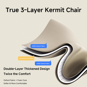 Chaise pliante d'extérieur Kermit avec coussin rembourré, portable pour camping, pique-nique, pêche, tabouret pliable en acier carbone, siège de relaxation - Product Image 4