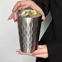 Mug à bière en acier inoxydable 304 de 450/550 ml, mug à thé, mug pour boissons, pour les restaurants, les bars, les barbecues, tasse à double paroi