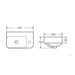 Lavabo de Cerámica de Porcelana Pulida de Lujo Moderno, Montado en la Pared, con Escurridor, Capacidad de 9L, para Baño - Product Image 3