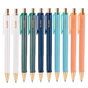 Nusign Gel Pen 0.5mm Smooth Bullet Tip Office School Writing Pen Plastic Body Gold Trim Multi Color Options - Product Image 1