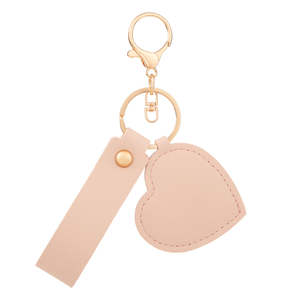Heart-Shaped PU Leather <b>Compact</b> <b>Mirror</b> Keychain White Double Sided Travel Makeup <b>Mirror</b> with Gold Hardware 3X Magnification - Product Image 6