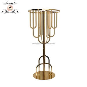Support à fleurs haut en métal doré ANNIELU Art Déco, <span class=keywords><strong>colonne</strong></span> pour centre de table de mariage, support de vase, décoration pour grands événements et fêtes - Product Image 6
