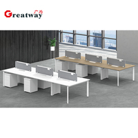 Système de bureau modulaire pour 4 personnes, système de bancs de travail, bureau de teamwork à pieds partagés, espace de travail E0 MFC avec gestion des câbles, certifié BIFMA