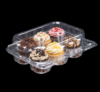 Boîtes à cupcakes en PET transparent à 6 cavités, contenants à dessert en plastique jetables