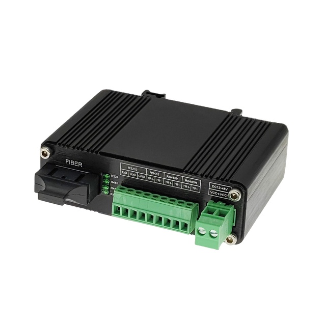 Industrial Fiber Optic Modem, RS232/RS485/RS422 Converter, Hot Pluggable, -40~75°C, for DMX512 & Long-Distance Data Transmission