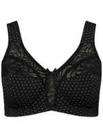 Sujetador Cómodo de Verano para Mujer Talla Grande Ulla Popken, con Encaje y Malla, Sin Varillas, Negro, Cierre Trasero, 95D 830454100-95D