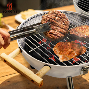 Barbecue pliable portable HONGYI en acier inoxydable, rond, pour le camping en plein air, avec couvercle, multifonctionnel BQ05 - Product Image 1